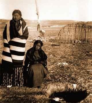 Fotografie einer Schwitzhütte um 1900 - Lakota